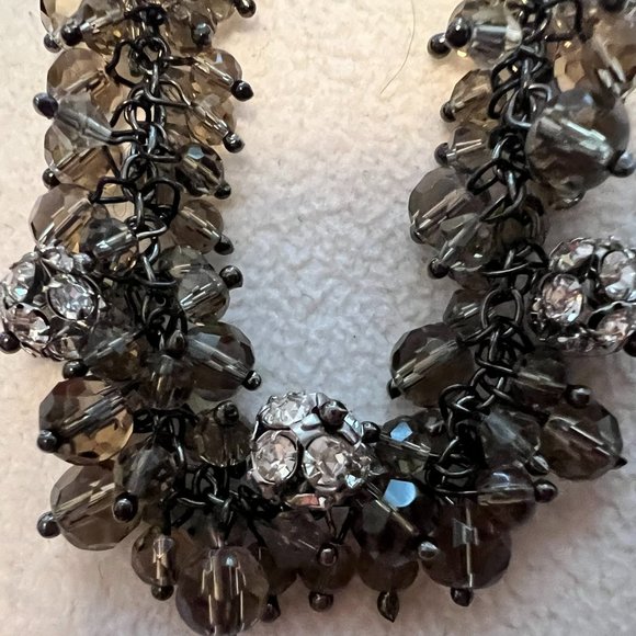 LOFT Black Crystals & Rhinestone Ball Necklace - Adjustable 17 - 19 inches - Picture 4 of 4